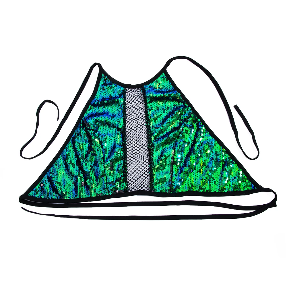 Sexy Beach Crop Top Summer Backless Bralette Sequins Halter Party Club