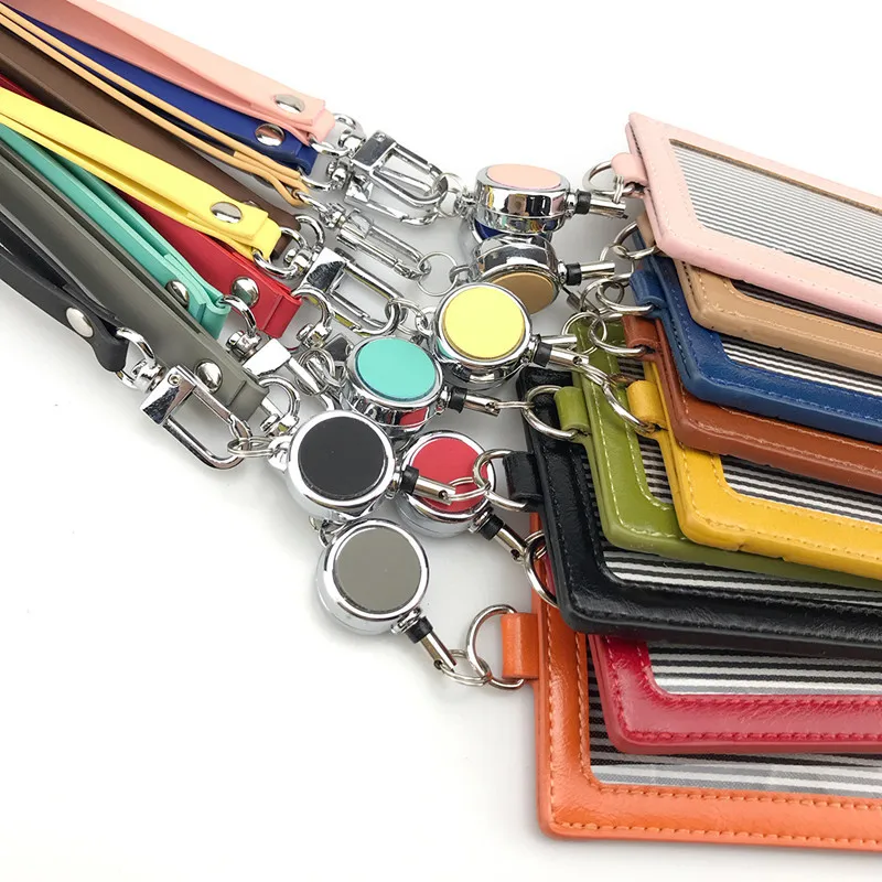 ID Card Holder with Lanyard Neck Strap Wallet Case with 3 Cards Slot Badge Holder Retractable Badge Reel with Belt Clip
