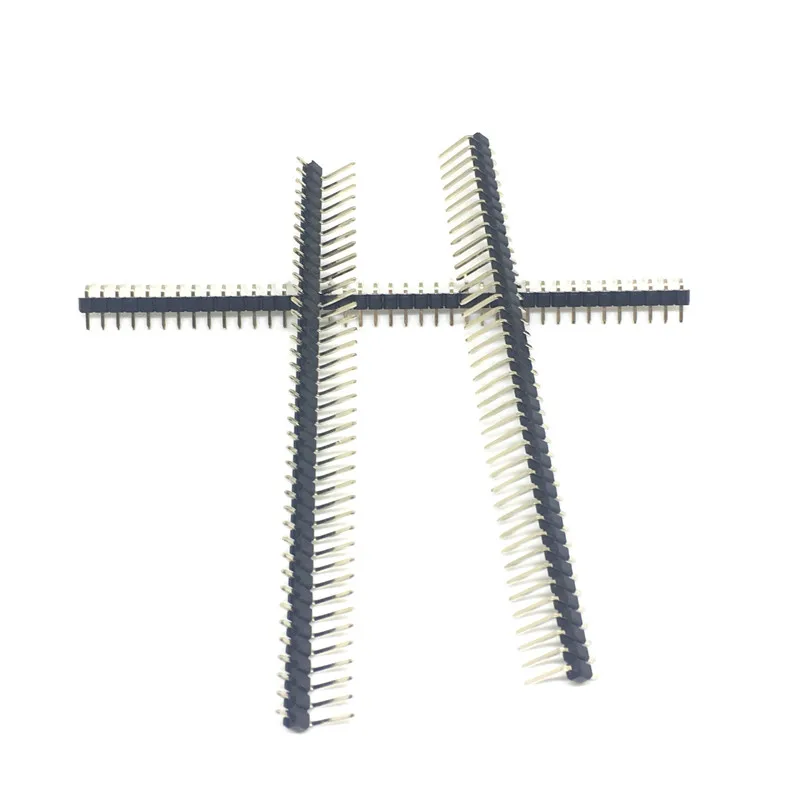10pcs 40 Pin 1x40 Single Row Male 2.54mm Breakable Pin Header Right Angle Connector Strip bending 2