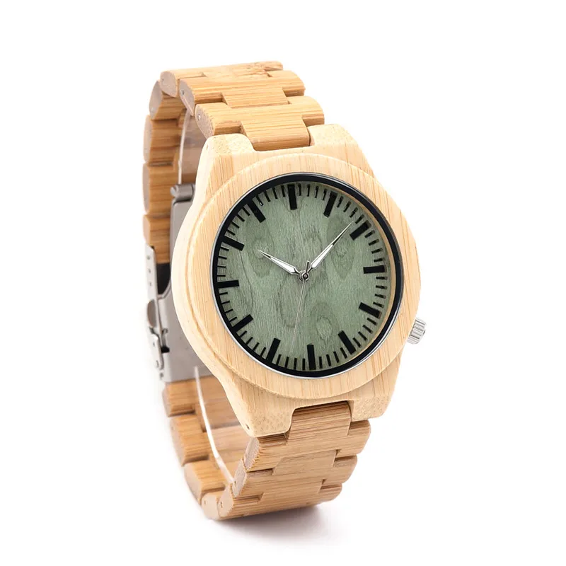 BOBO BIRD L-B22 Fashion Bamboo Men Watch with White Hands Casual Japan Quartz Watch for Male in Wood Gift Box