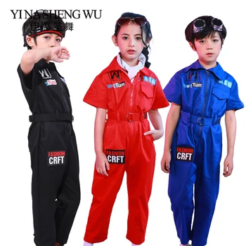 

Jazz Dance Costume New Unisex Children Hip Hop Street Dance Jumpsuit Children Zipper Tooling Jumpsuit Jazz Dance Drums Costumes