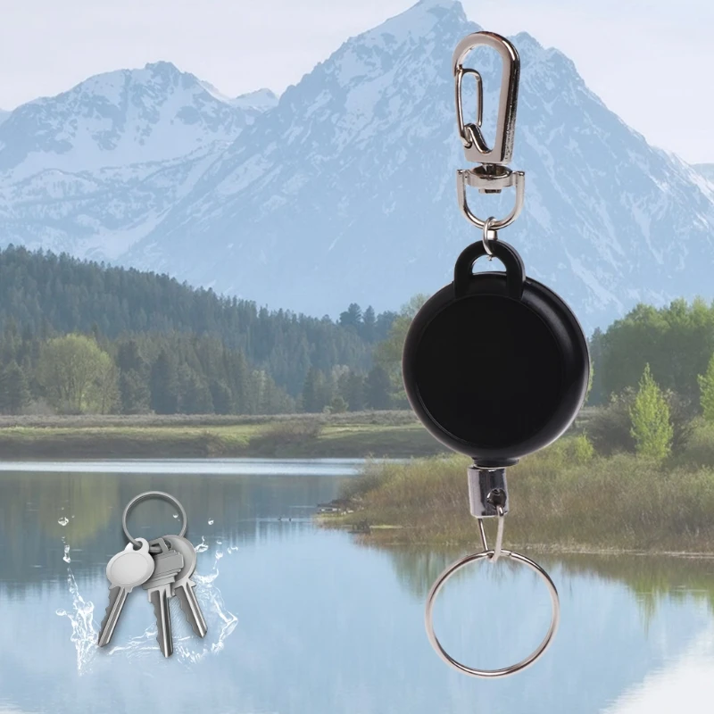 

Fishing Zinger Retractor Key Ring Holder Retractable 60cm Steel Cable Anti Lost