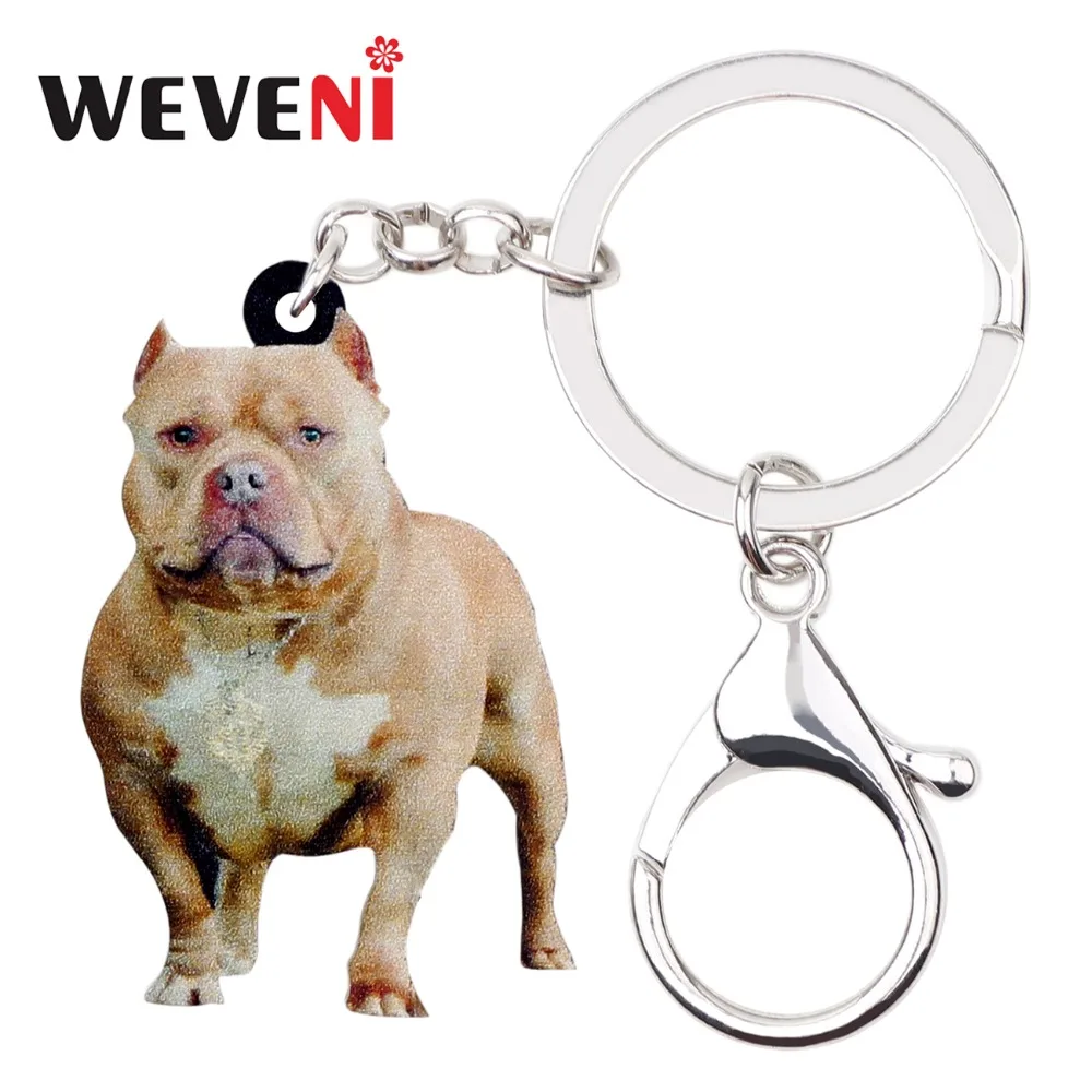 WEVENI Acrylic American Pit Bull Terrier Dog Key Chains Keychain Bag