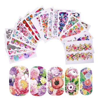 

18Sheets Blooming Flower Nail Art Water Decals Transfer Stickers Manicure Decor Mixed Nail Art Water Tattoo Stickers LAWG273-290