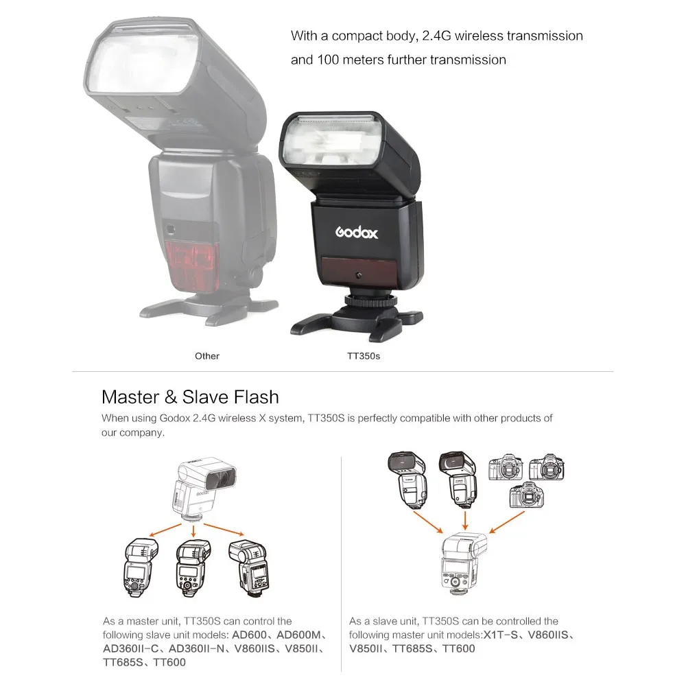 Фотовспышка Godox TT350S HSS 1/8000s 2,4G Speedlite светильник ttl для камеры sony a58 a99 ILCE6000L a77II a7RII a7R