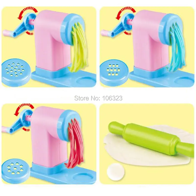 Molde de Argila de Cor Máquina de Macarrão Fabricante de Bolinhos Brinquedo de Comida Kit de Ferramentas de Modelagem de Plasticina de Cozinheiro Novo Tóxico Chinesa Playdough 3d Não 5 Argila de modelagem