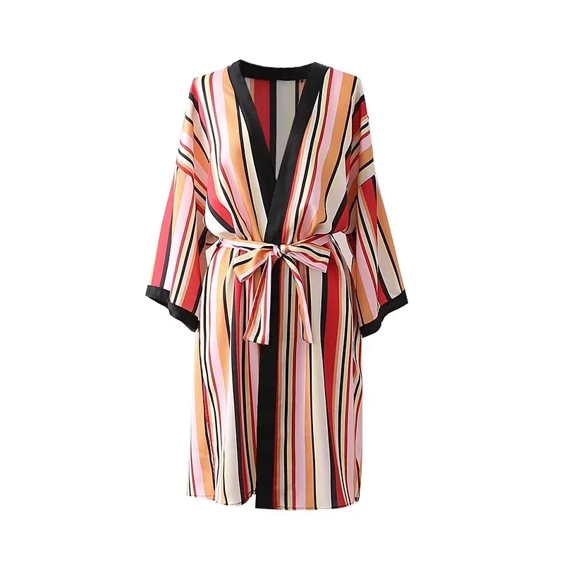 Blouses Kimono Cardigan Casual Womens Tops And Blouses Kimono Cardigan Summer Stripe Long Lace Slim Shirt Blouse