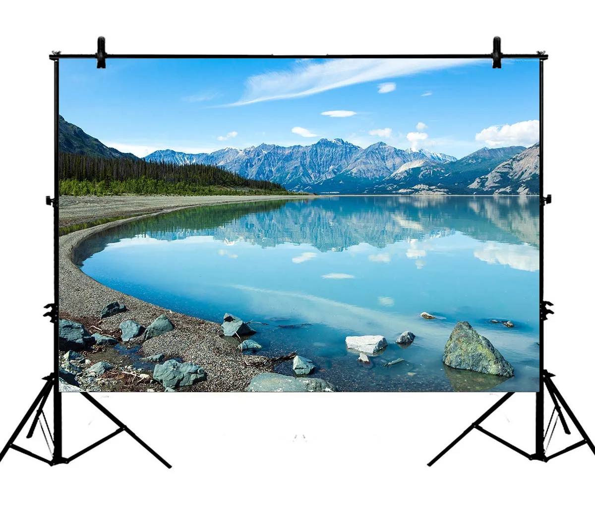 

5x7ft Nature Mountains River Blue Sky Landscape Polyester Photo Background Portrait Backdrop