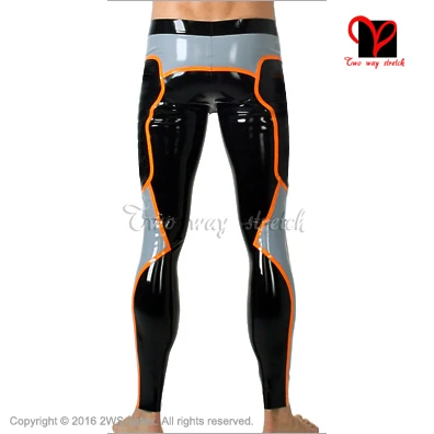 Sexy Latex Pants with trims Skinny Rubber tights Gummi Bottom leggings Trousers bottoms jeans plus size XXXL men KZ-069