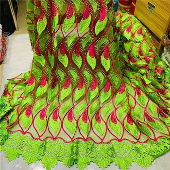 

African Beaded Lace Fabric 2019 High Quality Lace Material green French Lace Fabric Nigerian Tulle Mesh Lace Fabrics