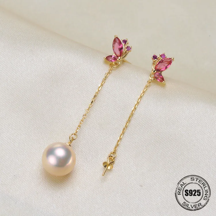 

HOT High Quality 925 Sterling Silver Stud Earrings Settings DIY Pearl Earring Hooks Findings Women's Jewelry Making Accessories
