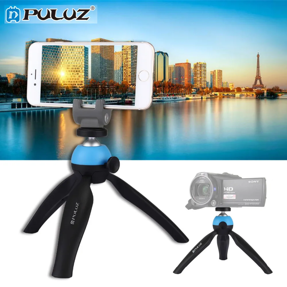 

PULUZ Pocket Mini Tripod Mount for Smartphones for GoPro Go pro hero 6 5 4 Session 3+ for DSLR Cameras for Xiaomi yi Blue