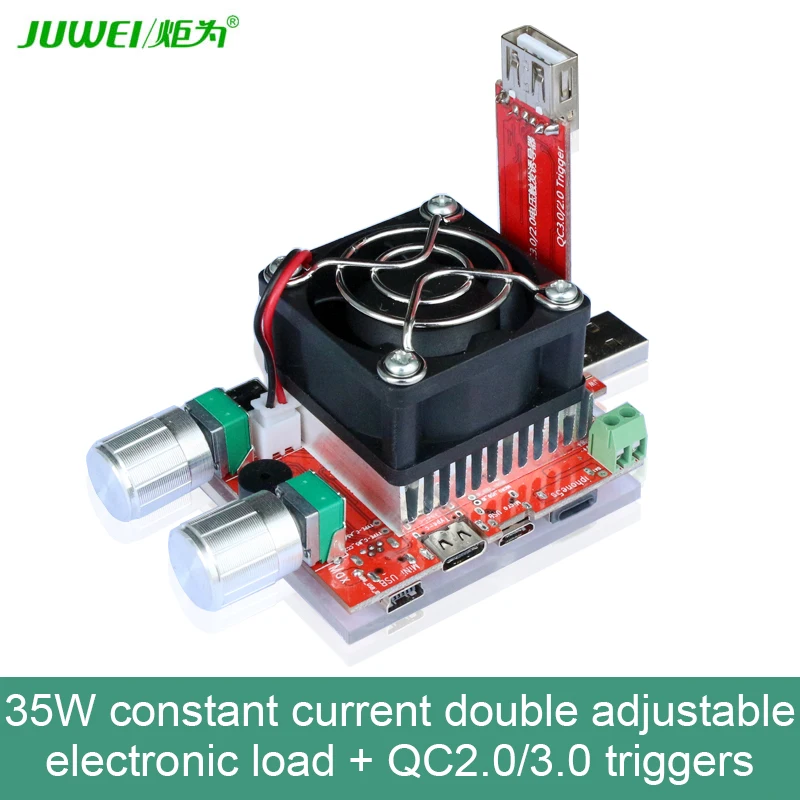 Preise 35 Watt konstantstrom doppel einstellbare elektronische last + QC2.0 3,0 löst schnell spannung usb tester voltmeter aging entladung