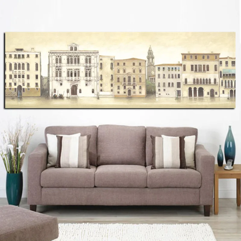 Печать на холсте абстрактный эскиз Венецианский город морской пейзаж здание картина маслом Современная Настенная картина плакат для гостиной