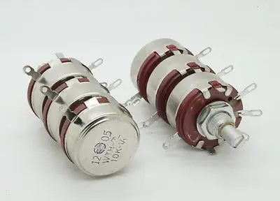 

2 x Full Size Triple Gang 10K Ohm 2W 2Watt Audio Carbon Potentiometer Pot