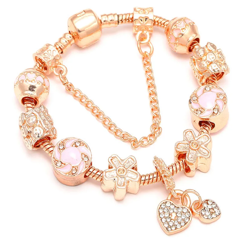 DINGLLY, розовое золото, очаровательный брендовый браслет для женщин, девушек, влюбленных пар, сделай сам, Европейский классический браслет дружбы, подарки - Окраска металла: BT279