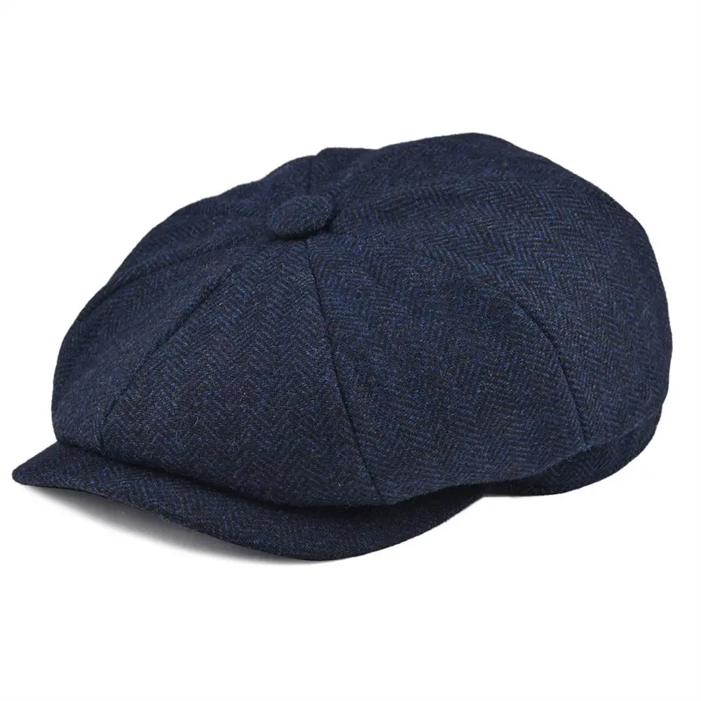 Botvela Wool Tweed Biru Herringbone Newsboy Cap Pria 8 Quarter Panel Sopir Taksi Datar Topi Perempuan Driver Topi Baret 005|Pria Newsboy Caps| - AliExpress