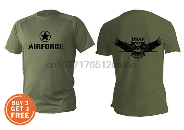

T Shirt Mens Dry Fit Short Sleeve Green Olive Usa Army Military Airforce Usaf