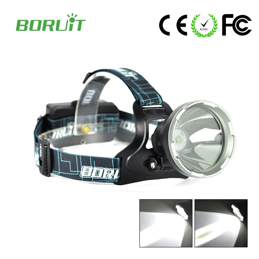 

Boruit Rechargeable head lamp high power led flashlights forehead headlamps for hunting headlamp 18650 with USB charger cable