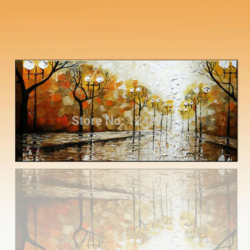 

autumn forest scenery knife palette oil painting on canvas for decor