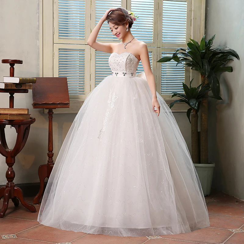 Это YiiYa свадебное платье с бантом на спине, белые свадебные платья, свадебное платье без рукавов с кристаллами без бретелек, бальное платье принцессы HS128