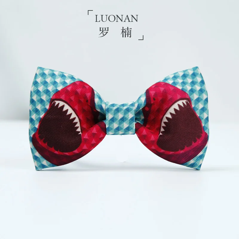 Men's bow tie blue rose red checkered shark original print bowknot groom wedding fun gift box |