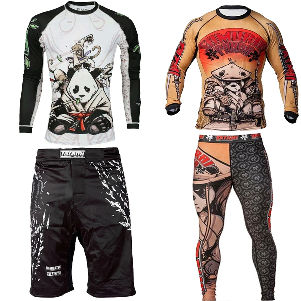 

Mma JIUJITSU Rashguard Boxing T-shirt Suits Men Long-sleeve MMA Boxing Rashguard Pants Monkey Print Kickboxing BJJ Boxeo Jerseys