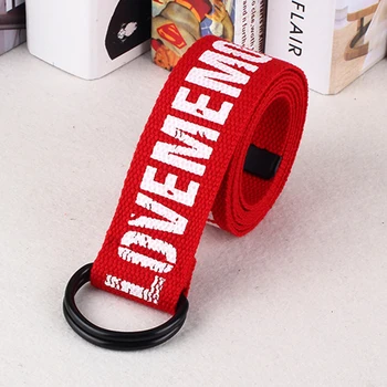 

Cool Canvas waist belt Students Jeans Double Buckle Letter Printed Casual D Ring Women Men Fashion Waist Belt Durable #137