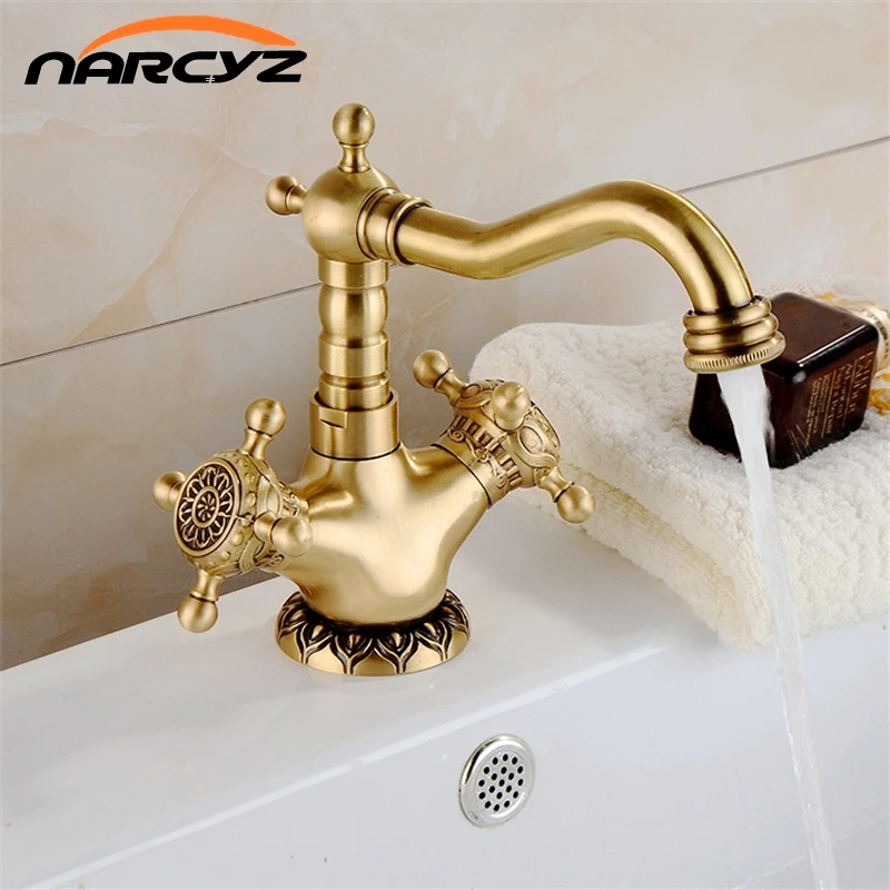 

Antique faucet full copper hot and cold European bathroom counter basin faucet can be rotated retro basin faucet AQ-524