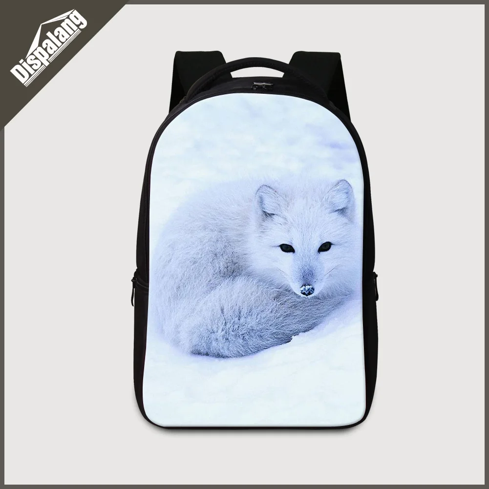 Dispalang white fox laptop backpack for teenage boys large capacity 3D