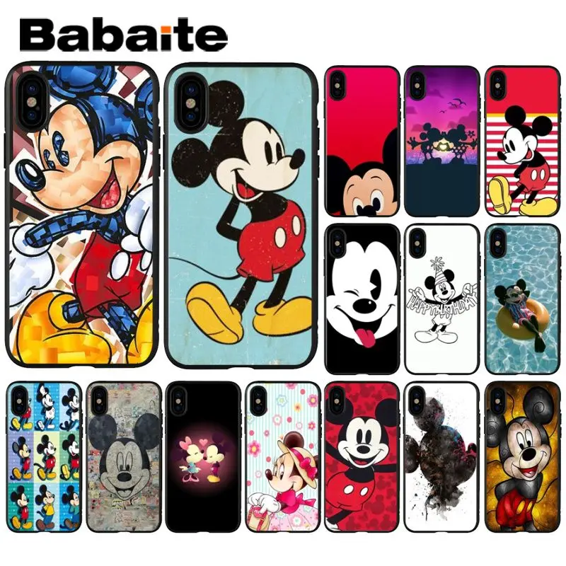 

Babaite Cartoon Mickey Mouse Black TPU Soft Silicone Phone Case Cover for Apple iPhone 8 7 6 6S Plus X XS MAX 5 5S SE XR Cover