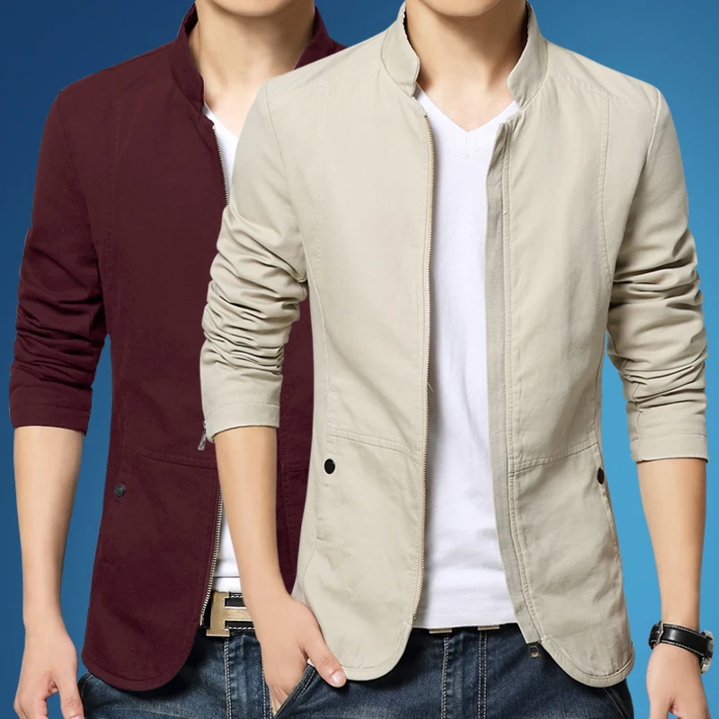Autumn male short design slim stand collar thin cotton casual jacket