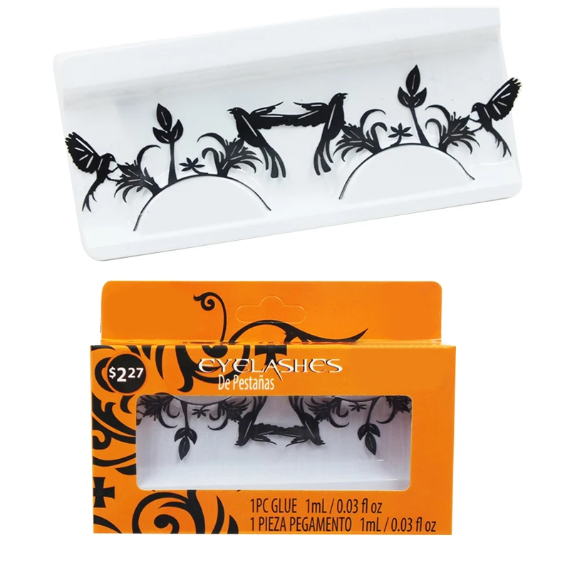 

Halloween Makeup False Eyelashes Handmade Butterfly Bird Spider Shape Paper Cut Artistic Lashes for Costume Party NightClub