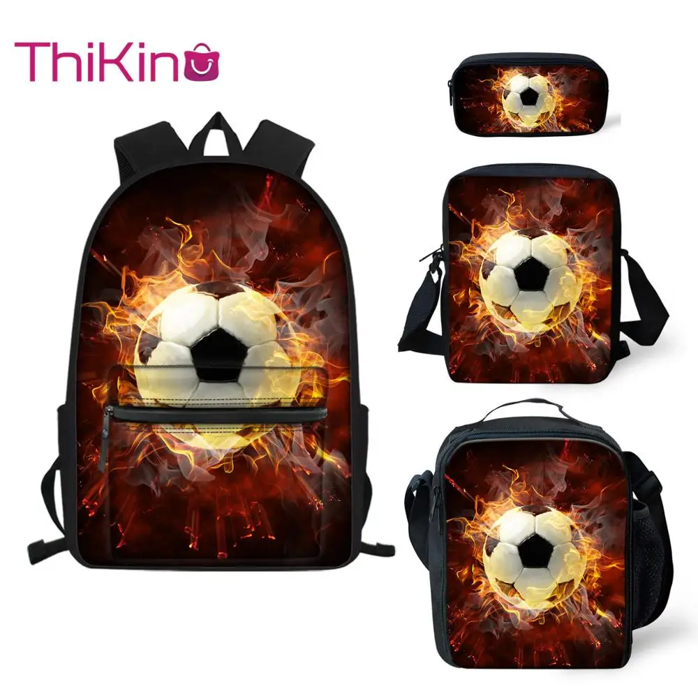 

Thikin Burning Football School Bags 4pcs/set for Teenager High capacity School Backpack School Supplies Bookbag Lovely Satchel