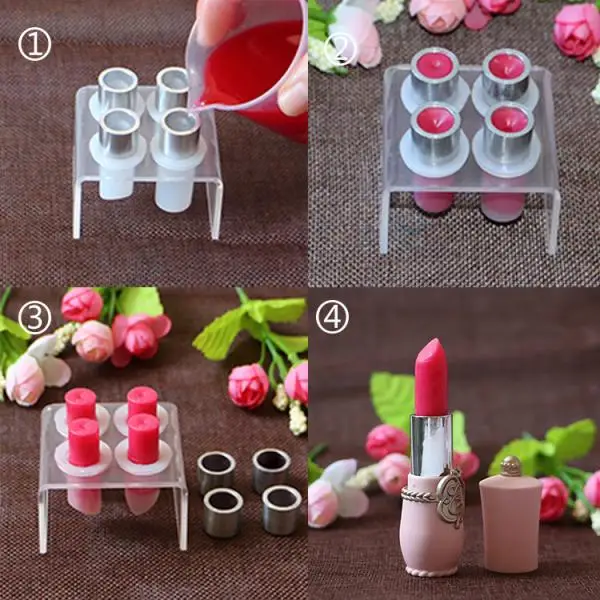 Homemade Lipstick Mold Ring DIY Mould Makeup Tool With Stand For 12.1mm Tube