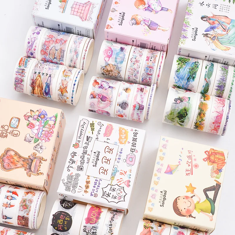 1 коробка мультяшная клейкая лента Washi красивое украшение сделай сам наклейка для