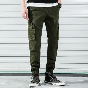 

Men Pants Casual Jogging Cargo Pants Male Army Green Black Work Overalls Pantalon Homme Micro Elastic Trousers Calca Masculina