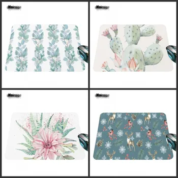 

Mairuige Hot Print Design Non-slip New Custom Flowers and Green Leaves and Deer Rectangular Mouse Pad Computer Game Table Mat