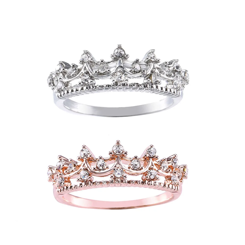 Exquisite Crown Shaped Ring Rose Gold Color CZ Rings for Women Fashion