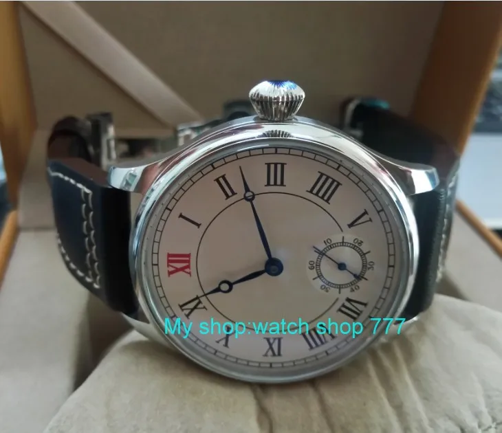 

44mm PARNIS Asian ST3621/6498 Mechanical Hand Wind movement Mechanical watches white dial men's watches butterfly buckle 86a