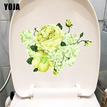 

YOJA 23.7X18.5CM Green Classic Peony Flower Bedroom Wall Sticker Toilet Decal House Decoration T1-1977