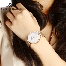 I&W Gold Quartz Watch Women Carnival Ladies Stainless Steel Ultra Thin Wristwatch Sapphire Crystal Clock 36mm reloj mujer 2018