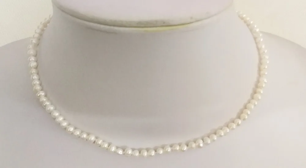 40 см 1" женские модные ювелирные изделия 4-5 мм белый барочный жемчуг золотой цвет застежка ожерелье натуральный пресноводный жемчуг подарок