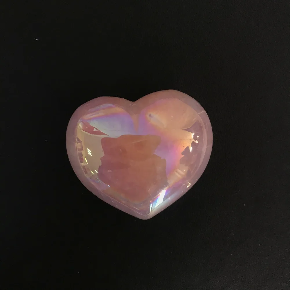 Аура Ангел сердца 40 мм дешевые маленькие розовые кварцевые гальванические розовые аура ангел кристалл исцеление сердца для подвески