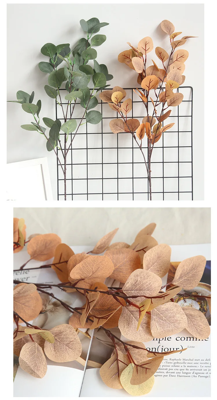 1Pc Artificial Plants Eucalyptus Leaves Branches Silk Artificial Greenery For Weddings Decoration Fake Eucalyptus Plants