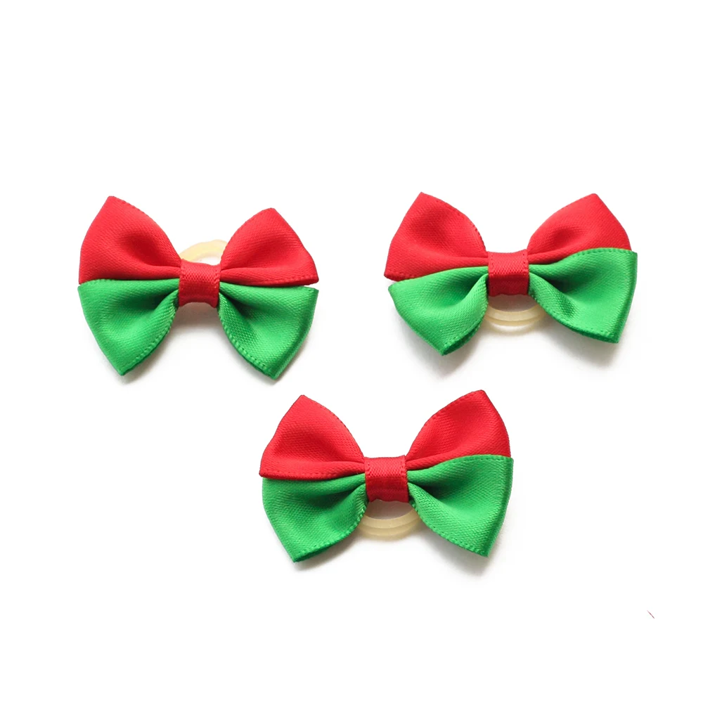

50 Pcs/100 Pcs Handmade Christmas Dogs Bow Red Green Ribbon Combination Dogs Festival Bows 6025036 Pet Jewelry Wholesale