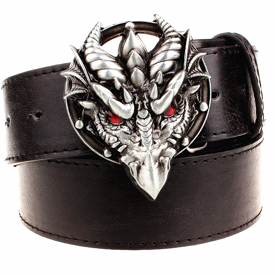 

Fashion exaggerated belt metal buckle Dragon head wild Men belt bold hip hop accessory Street Dance hipper waistband