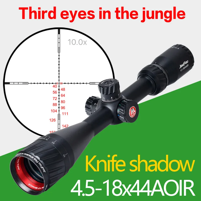 

JouFou 4.5-18X44AOIR Hunting Riflescope Tactical Rifle Scope Wire Reticle Optical Sight with with 11mm ,20mm Rings