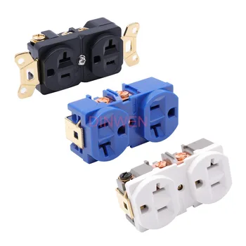

Dual Mains AC Power Connector Brass US Power Socket Receptacle Electric Outlet Panel Wall Plate PVC Insulator Hifi Audio DIY
