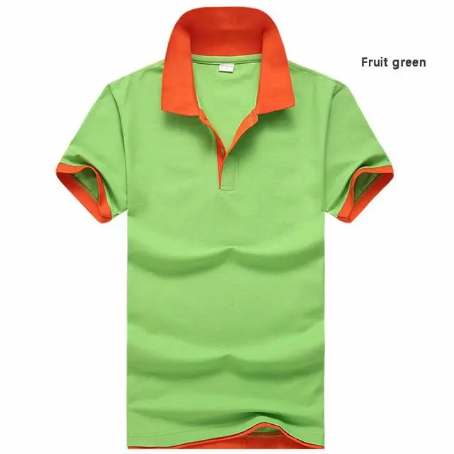 Летние цветные мужские рубашки поло с коротким рукавом повседневные мужские рубашки поло с отворотом однотонные Модные мужские топы - Цвет: Fruit green